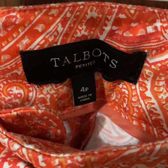 Talbots orange paisley Capri dress pants - Picture 2 of 5